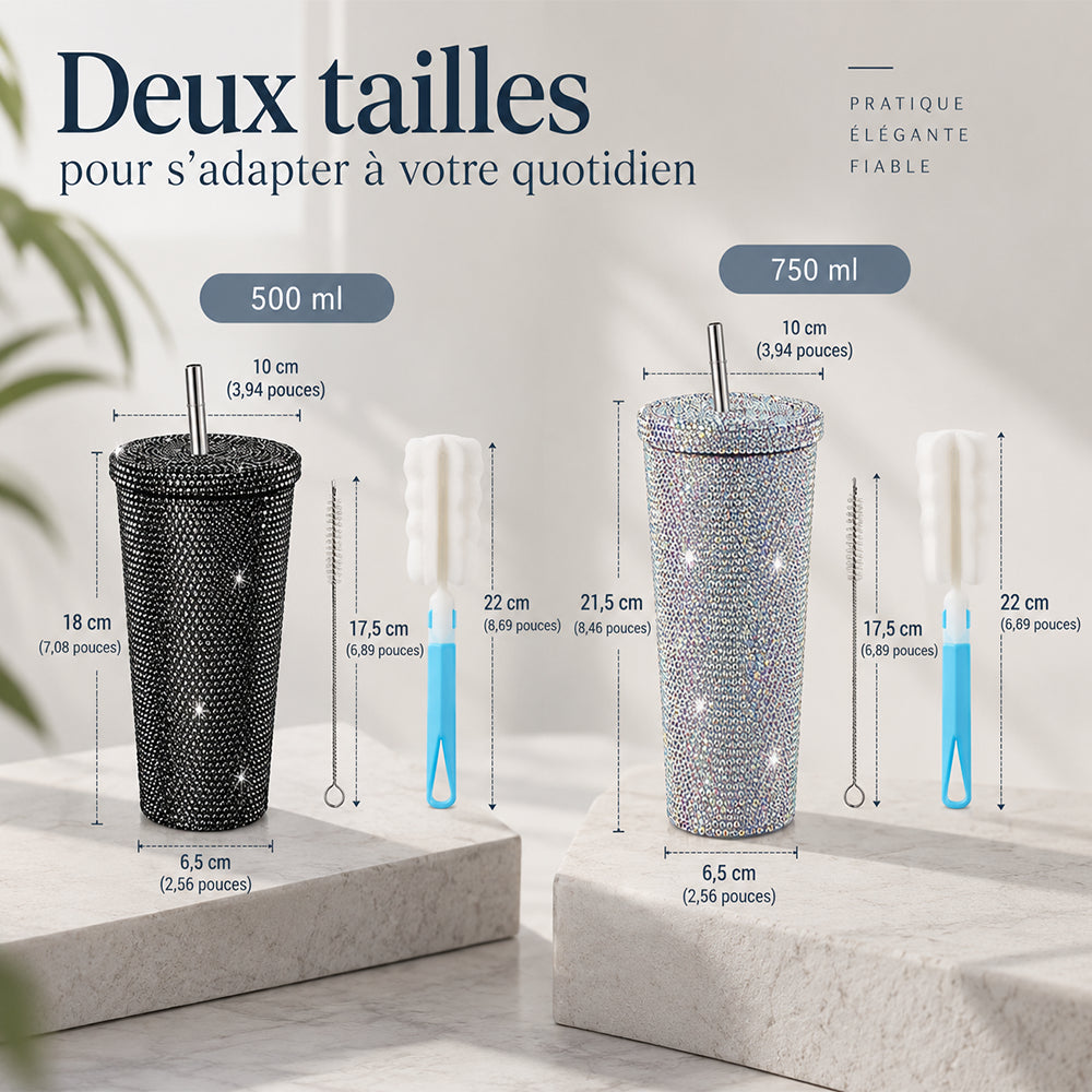Caractéristique gourde gobelet avec paille