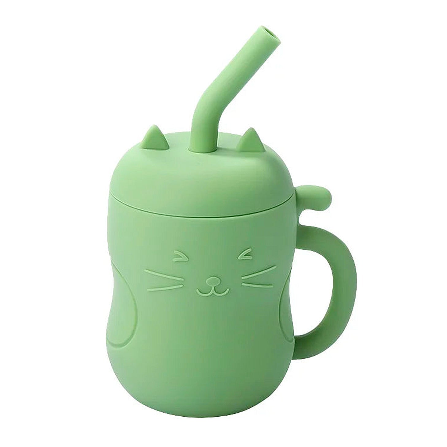 Gobelet gourde chat verte avec paille