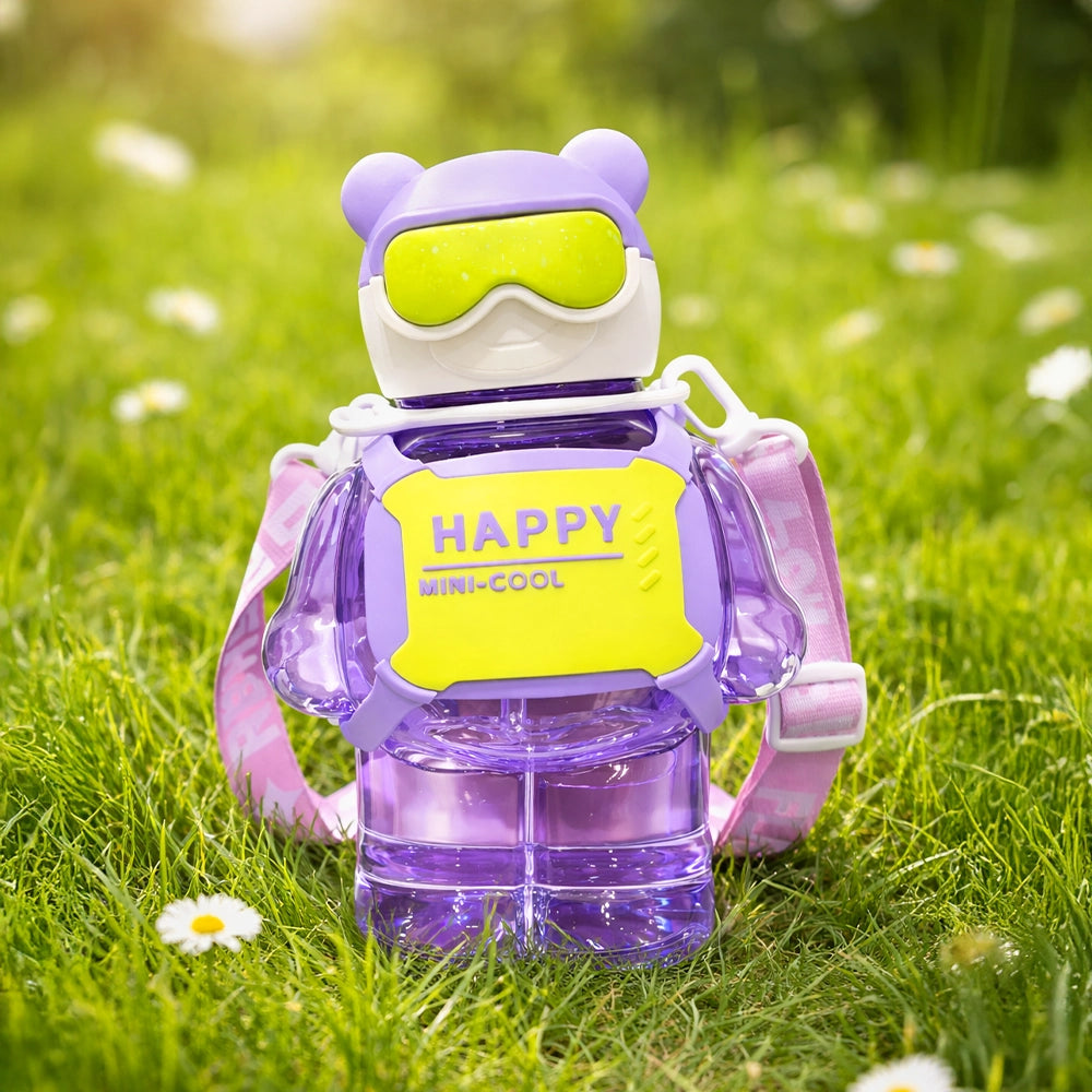 Gourde enfant astronaute violet avec sangle