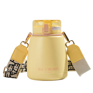 Gourde avec jaune 1 litre avec paille et sangle