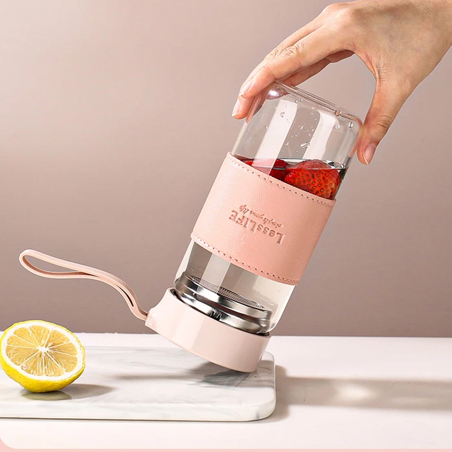 Gourde en verre infuseur