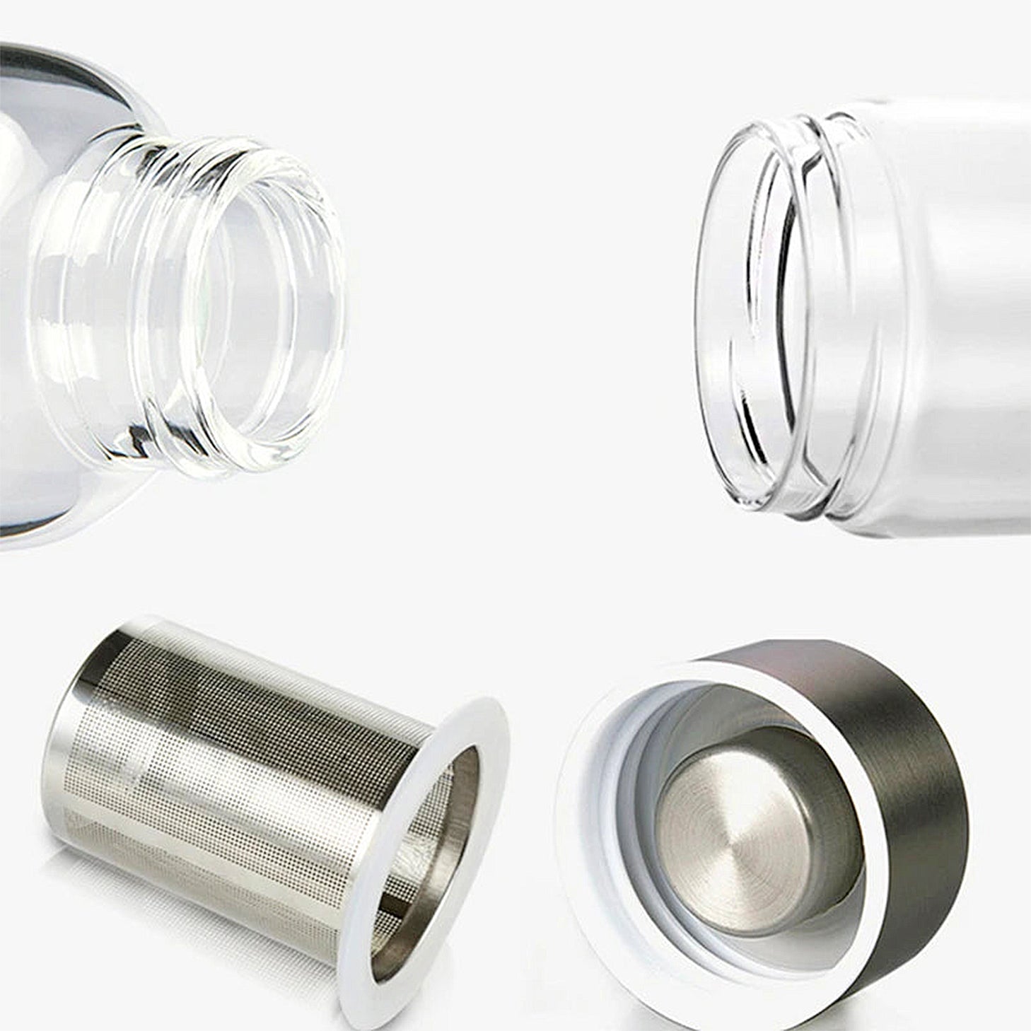 Gourde en verre avec filtre à thé