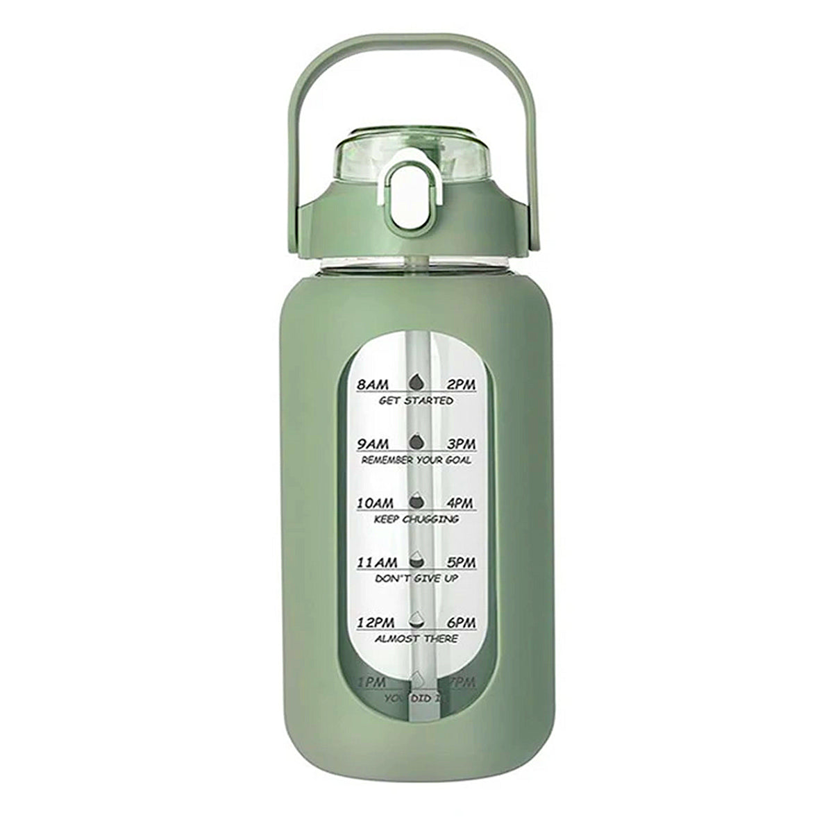 Gourde En Verre Borosilicate 2 Litres - Avec Passoire à Thé Et Bandoulière - Sans BPA, Incassable - Idéale Sport Et Bureau