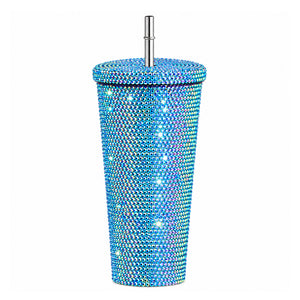 Gourde gobelet bleu avec strass