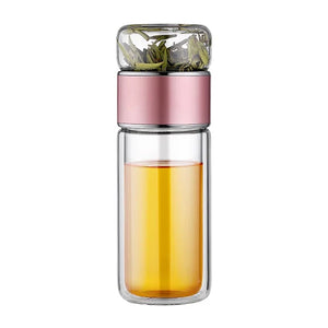 Gourde infuseur en verre rose