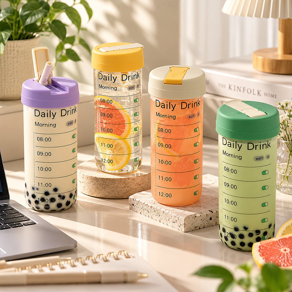 Gourdes en verres de motivation avec paille