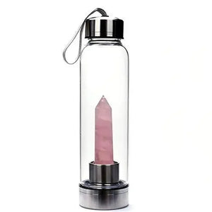 Gourde en verre avec quartz rose