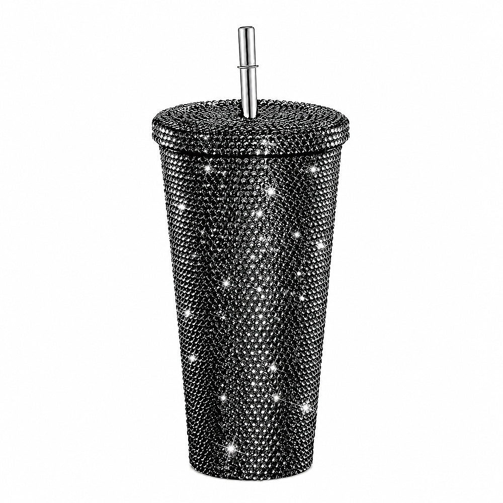 gobelet gourde noire avec paille