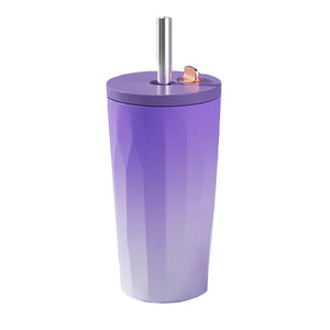 gobelet gourde violette avec paille rétractable
