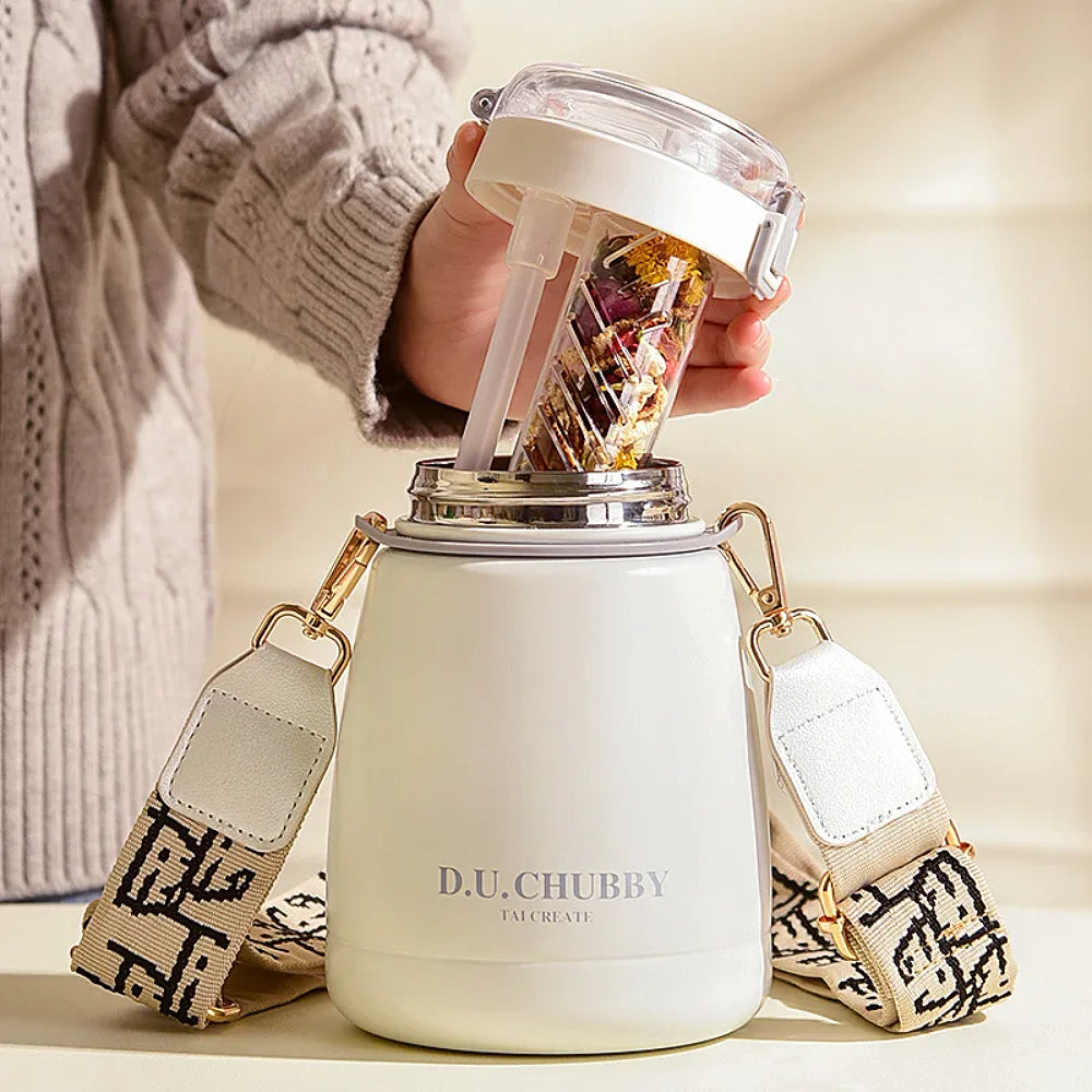 gourde 1 litre avec infuseur et paille