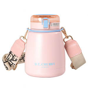 gourde 1 litre rose isotherme avec sangle