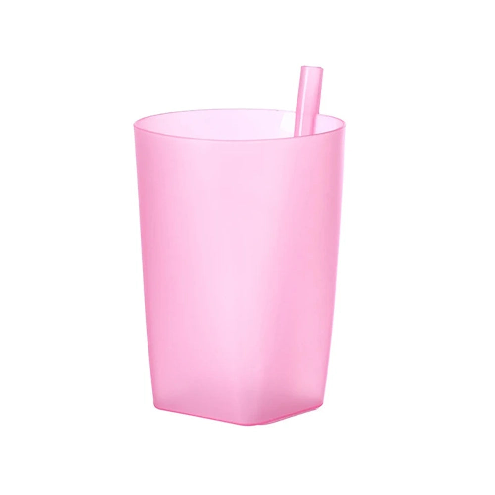 gourde gobelet rose avec paille intégrée