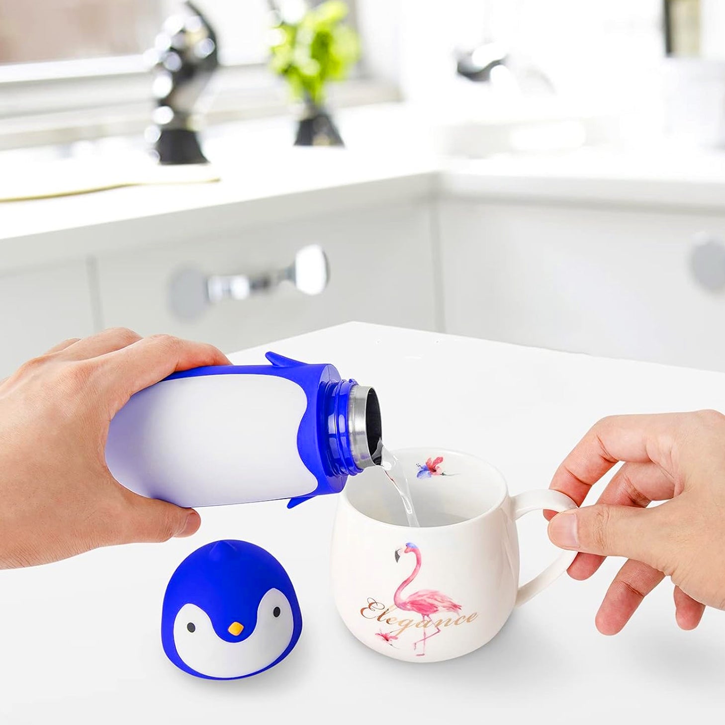 gourde pingouin bleu en inox