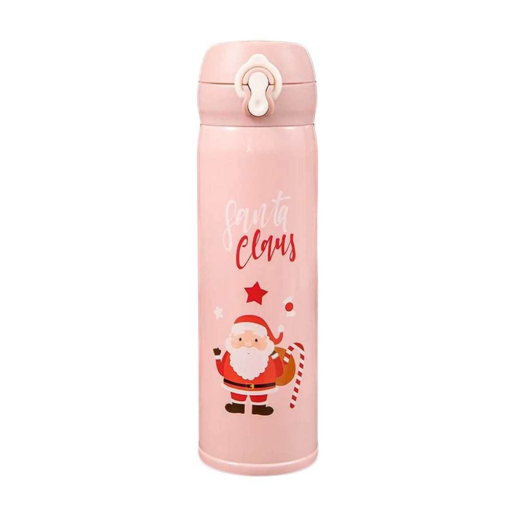 gourde rose isotherme de Noël avec père Noël