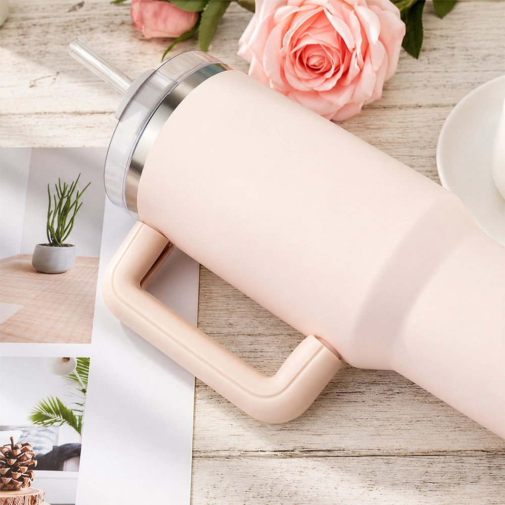 gourde avec poignée et protection rose