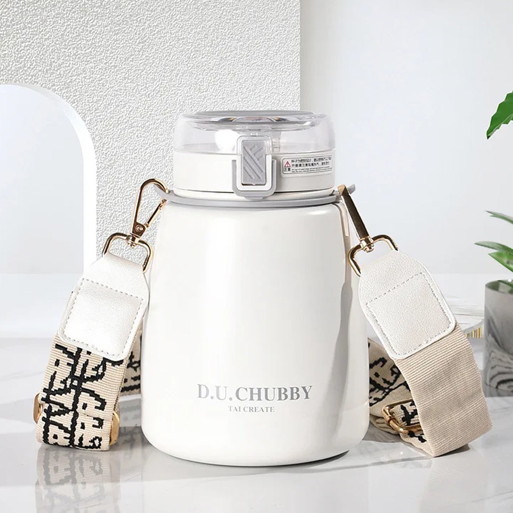 gourde blanche de 1 litre avec sangle