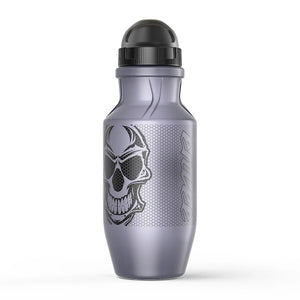 gourde cycliste gris avec design tête de mort