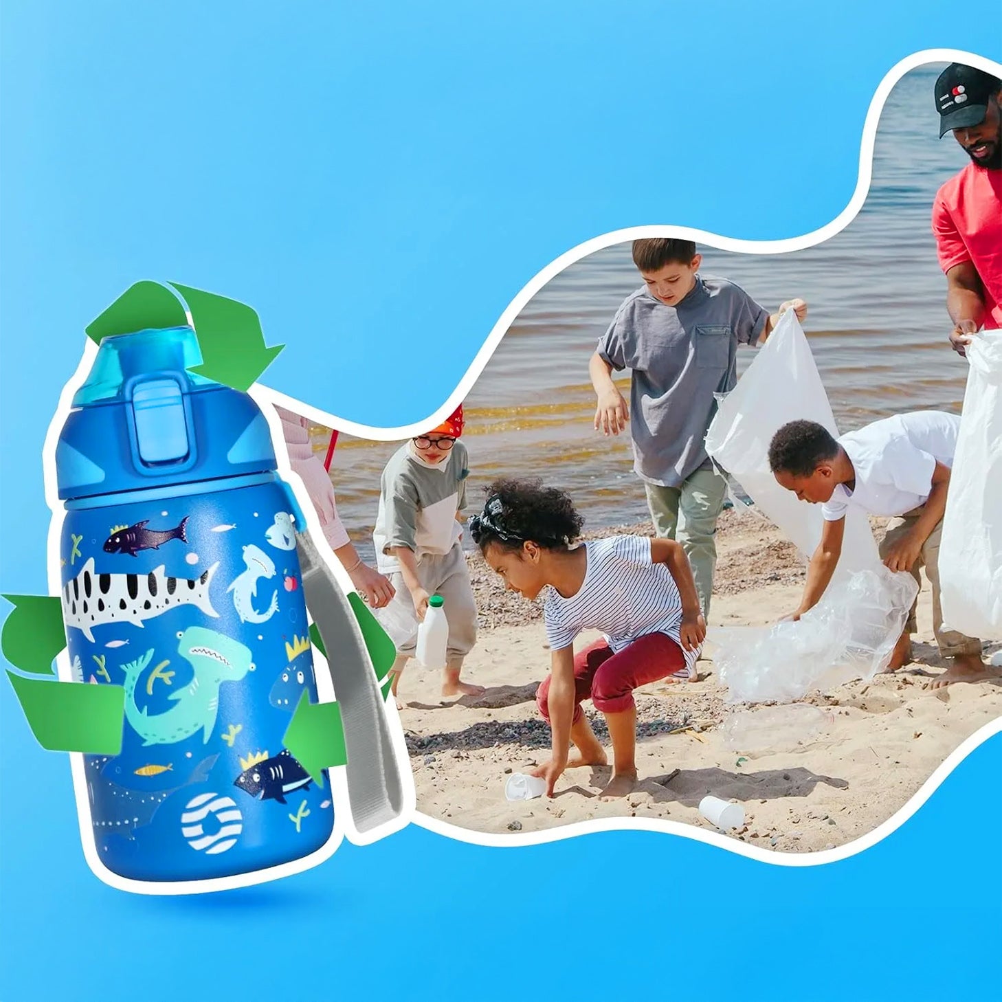 gourde enfant océan poisson