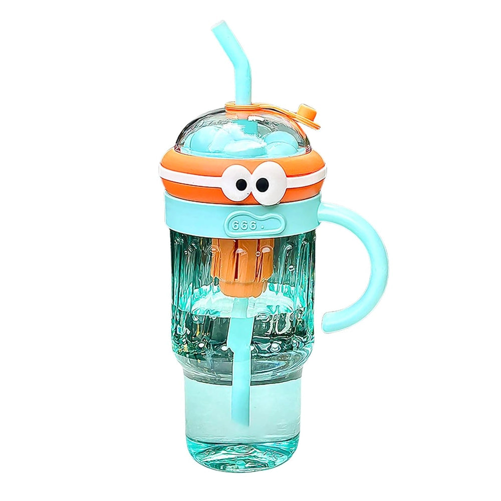 gourde enfant rigolote bleu avec paille et poignée