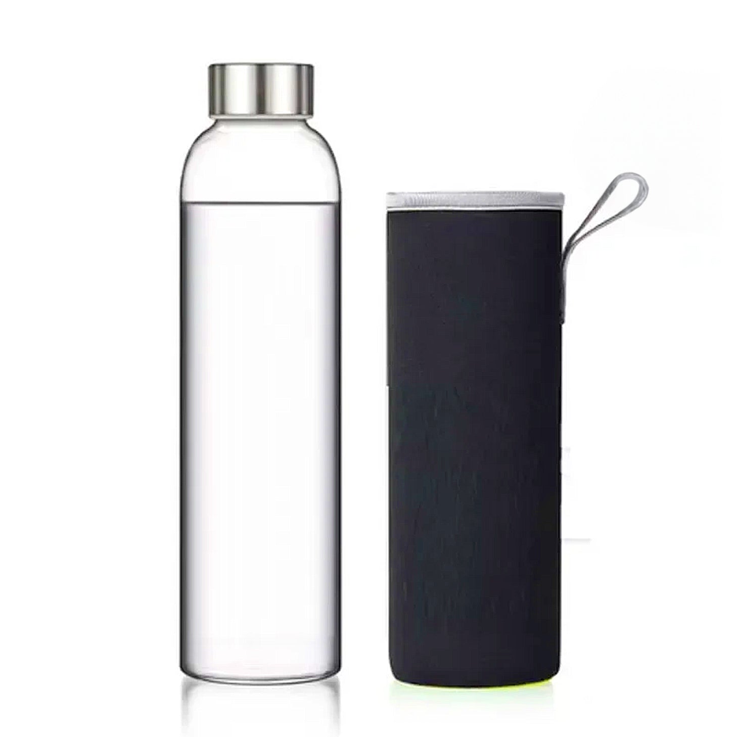 gourde en verre avec étui noir