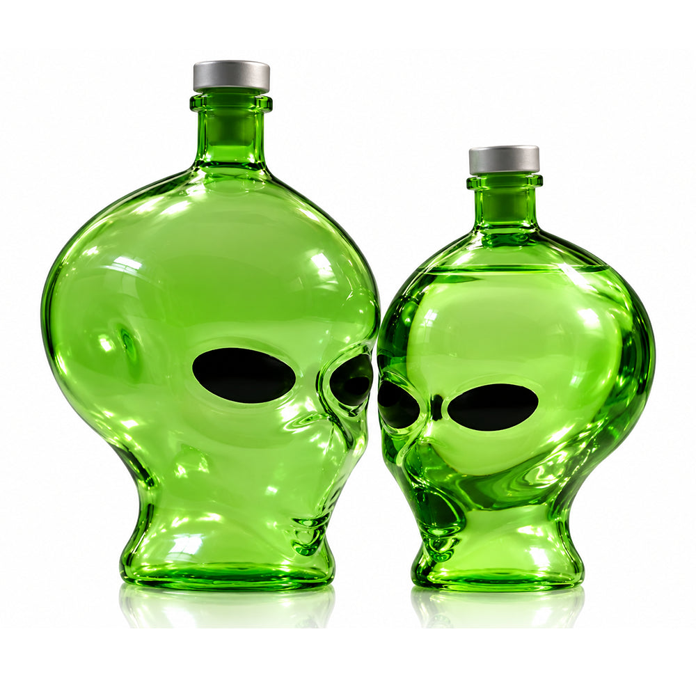gourde en verre en forme de tête d'alien