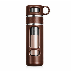 gourde en verre marron avec tasse intégré