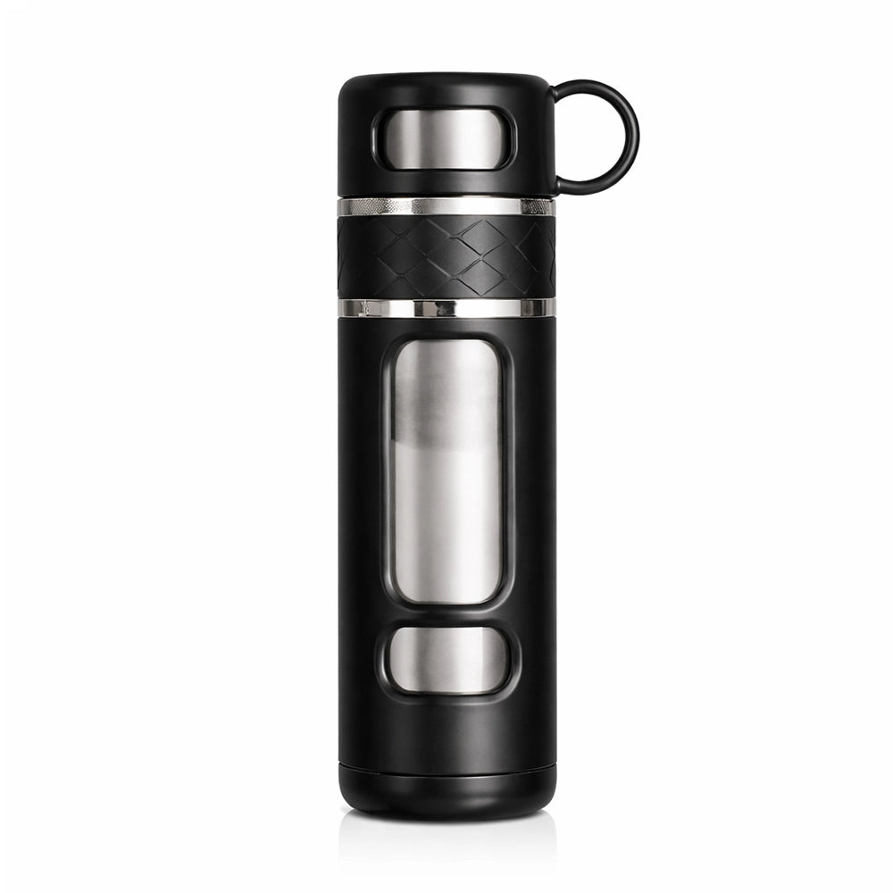 gourde en verre noire avec tasse intégré