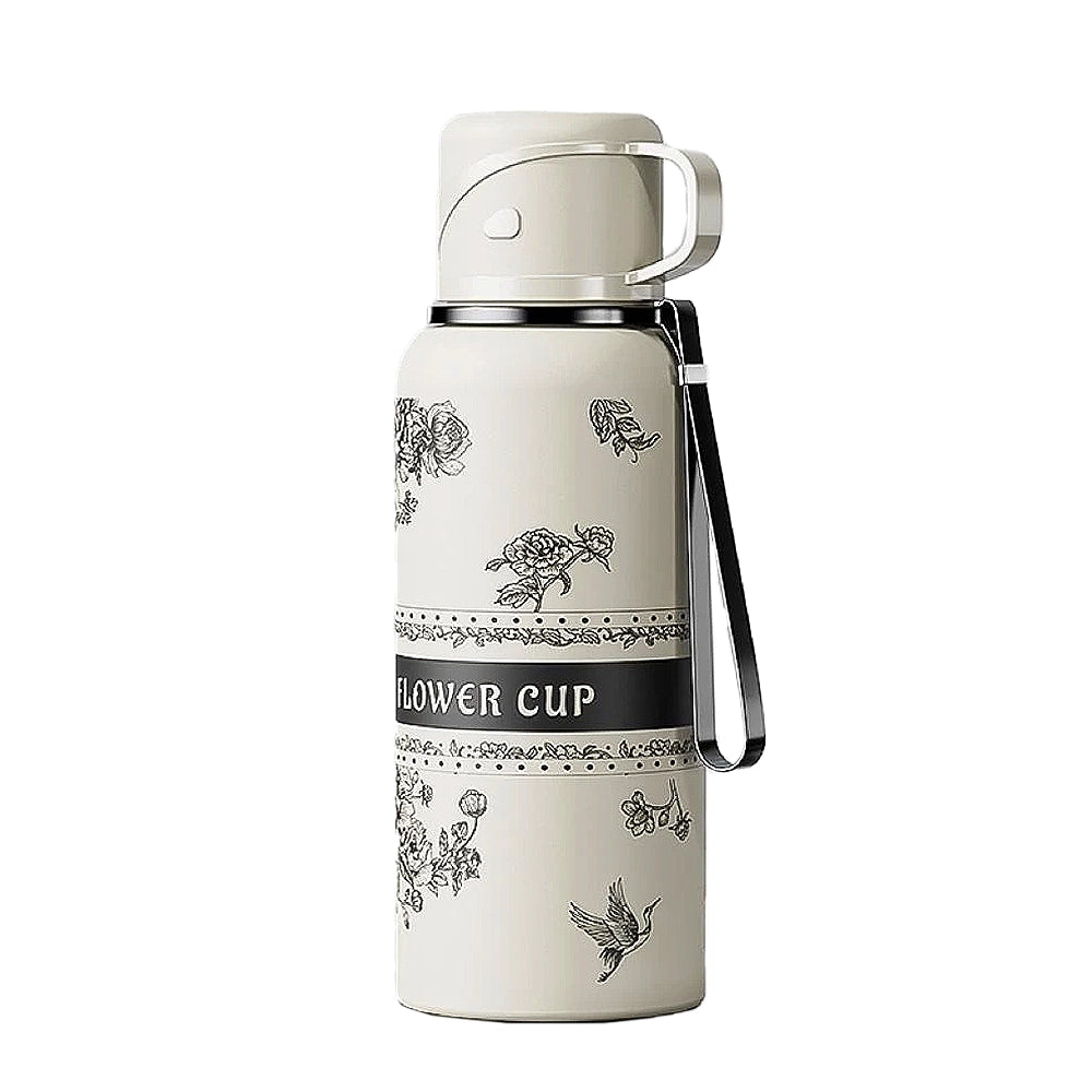 gourde fleurs isotherme avec tasse
