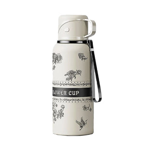 gourde fleurs isotherme avec tasse