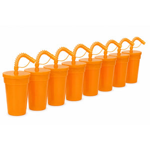 gourde gobelet orange avec paille et couvercle
