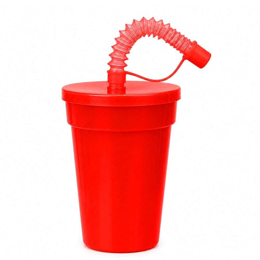 gourde gobelet rouge avec paille et couvercle