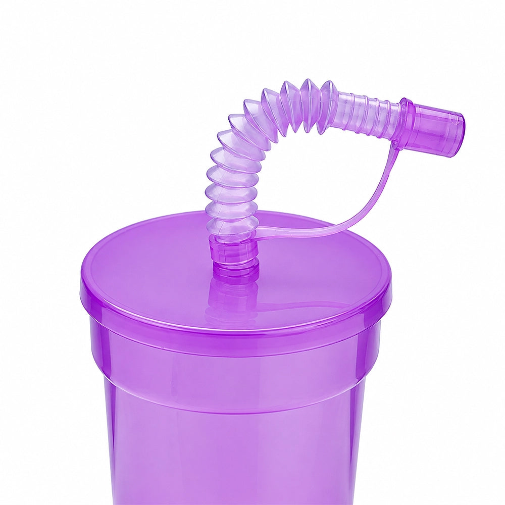 gourde gobelet violette avec paille et bouchon de paille