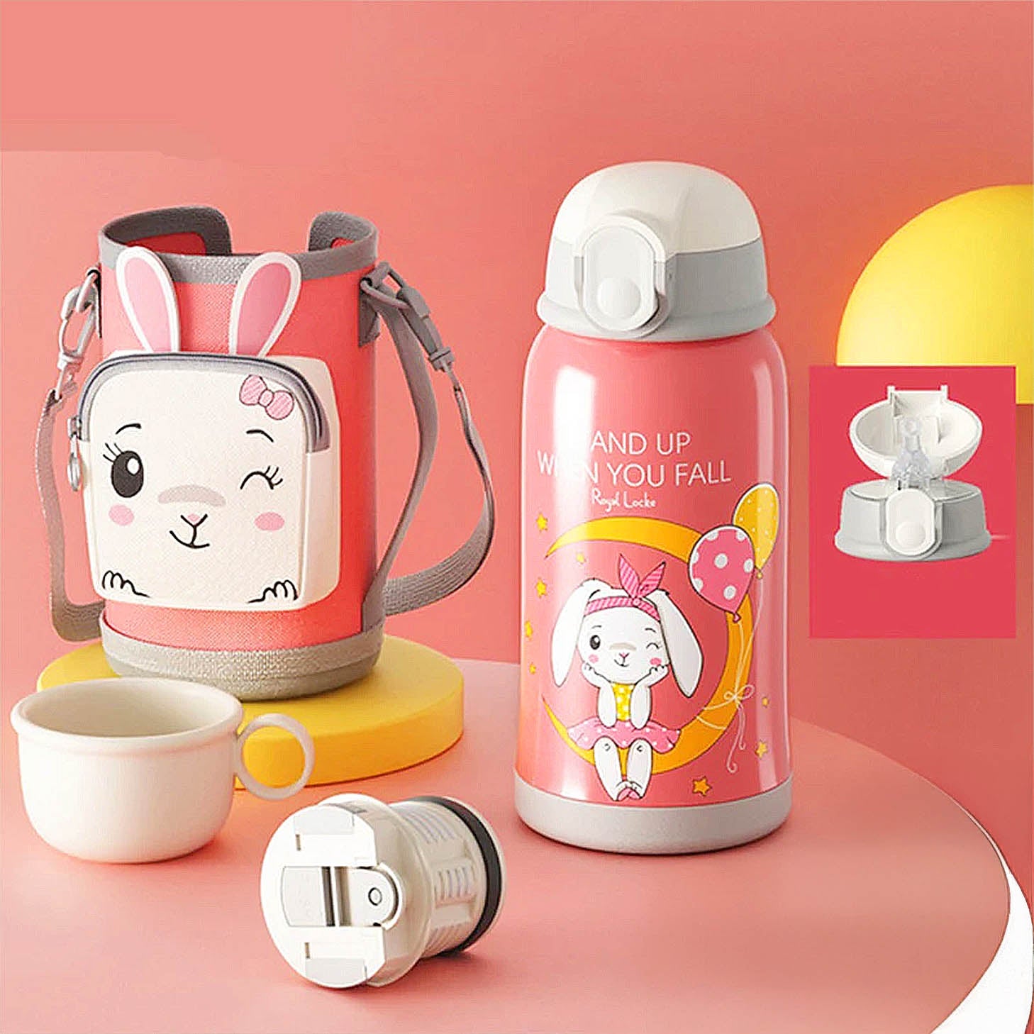 gourde lapin pour enfant avec housse de transport