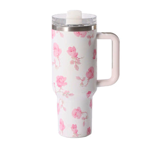 gourde mug avec poignée design rose