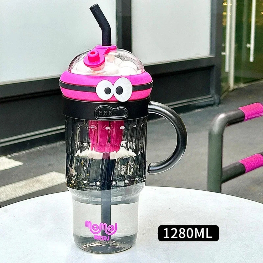 gourde noire 1280ml avec paille