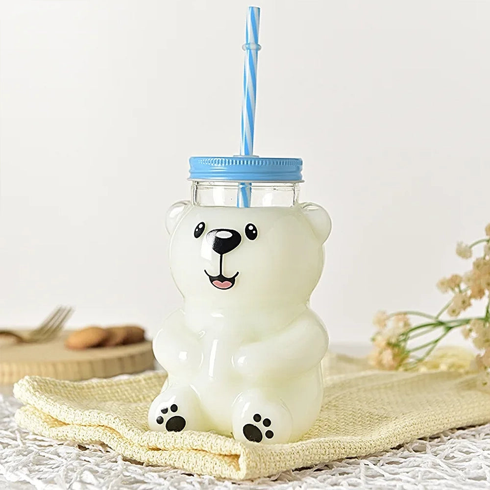 gourde ours avec paille 550ml