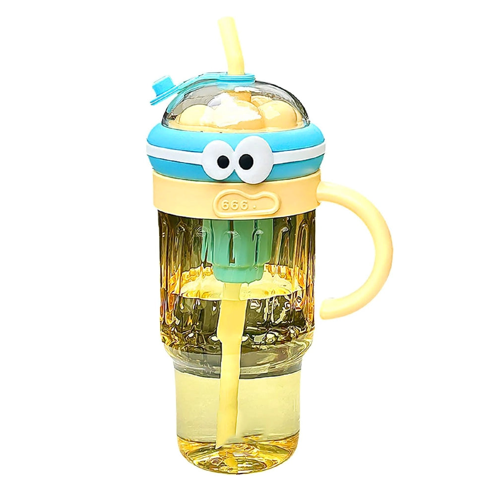 gourde pour enfant jaune avec paille et yeux