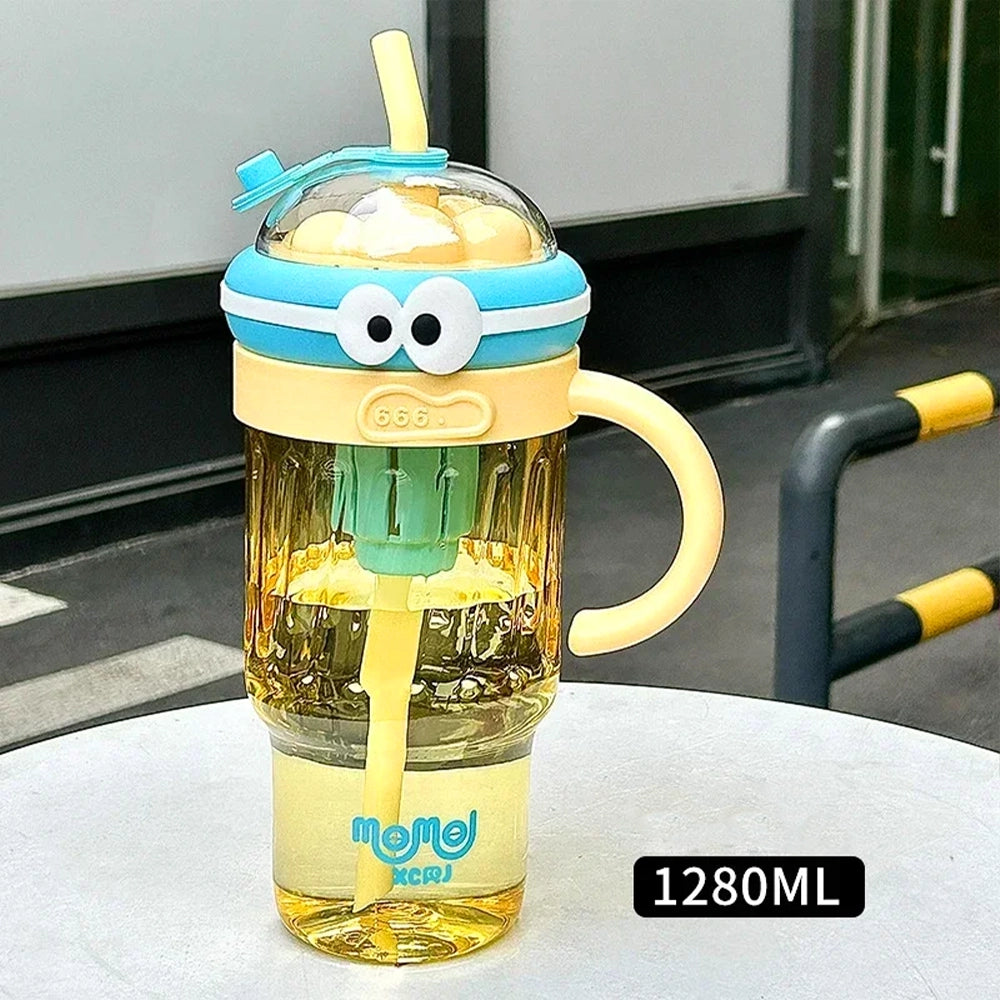 gourde rigolote jaune avec paille