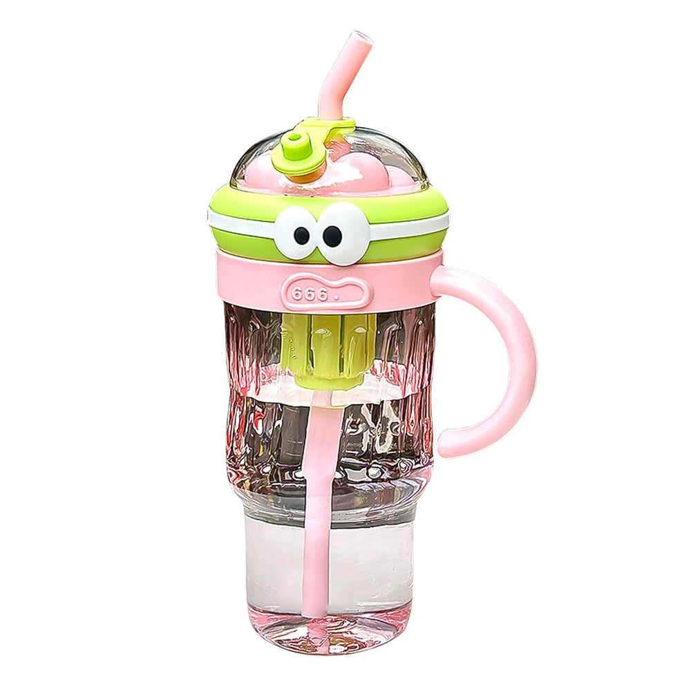 gourde rigolote rose avec paille pour enfant