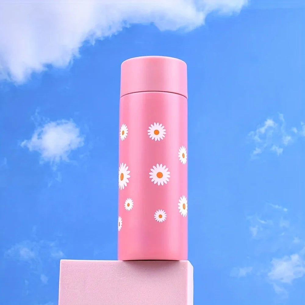 gourde rose avec dessin marguerite