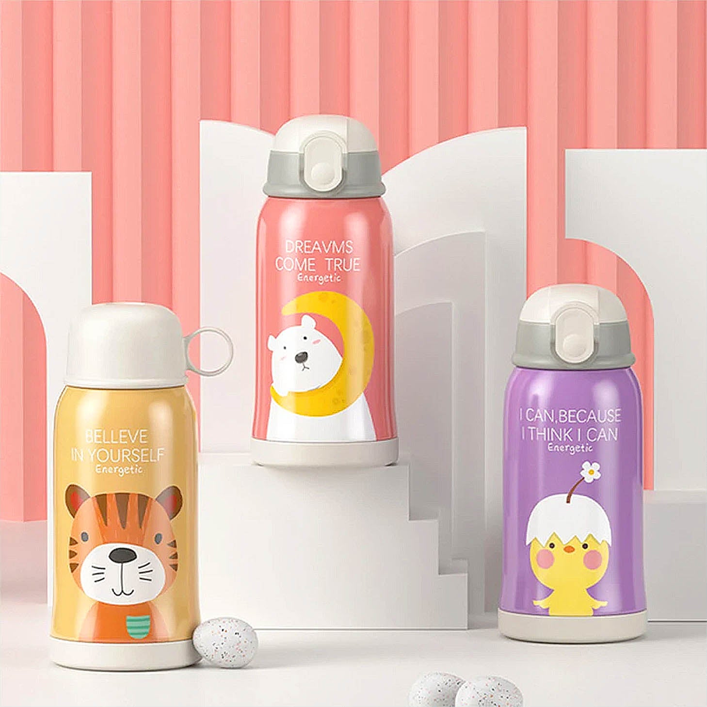 gourdes enfants design animal en inox