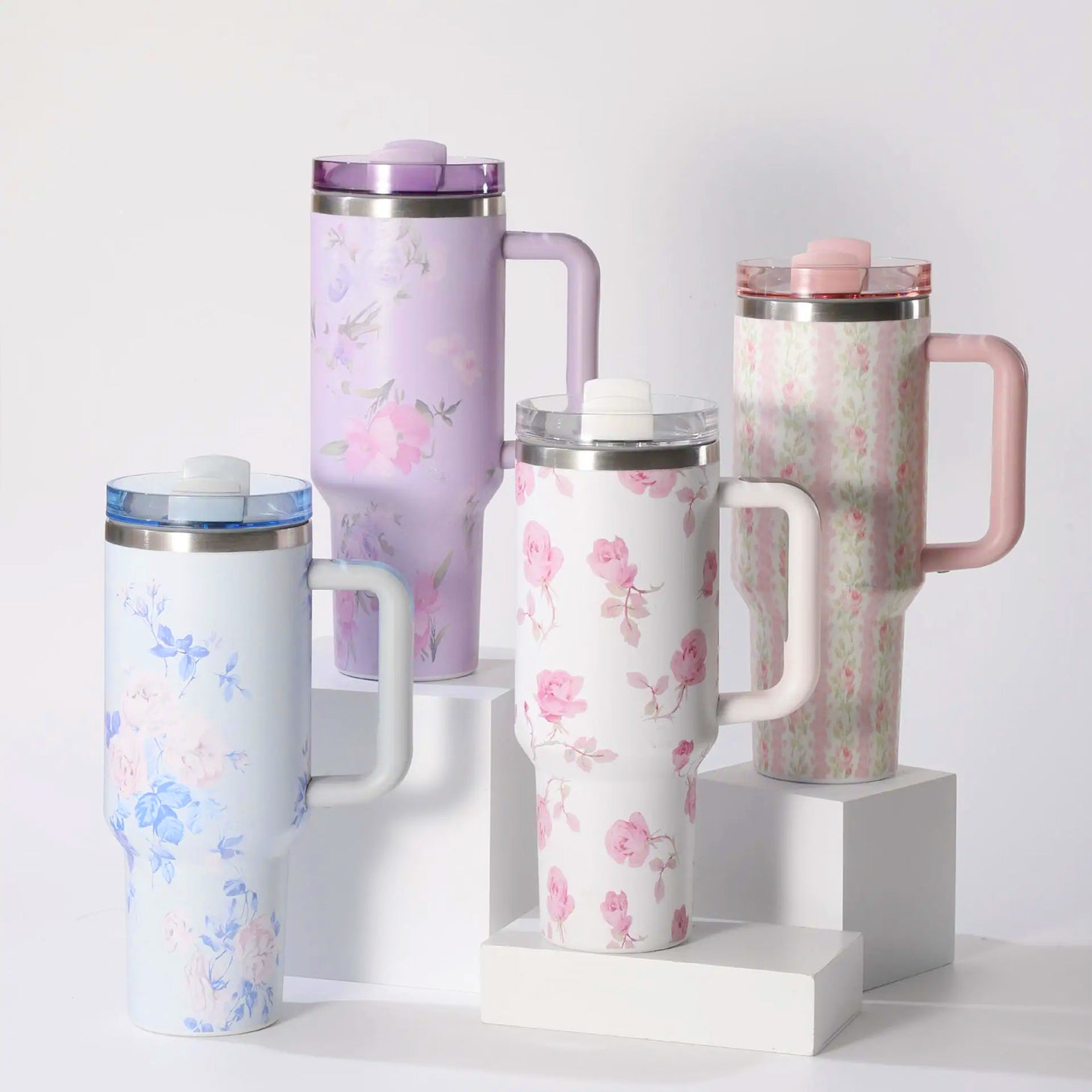 gourdes mugs avec poignée design fleurs