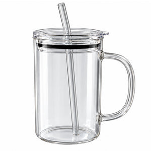 gourde tasse en verre borosilicate avec paille