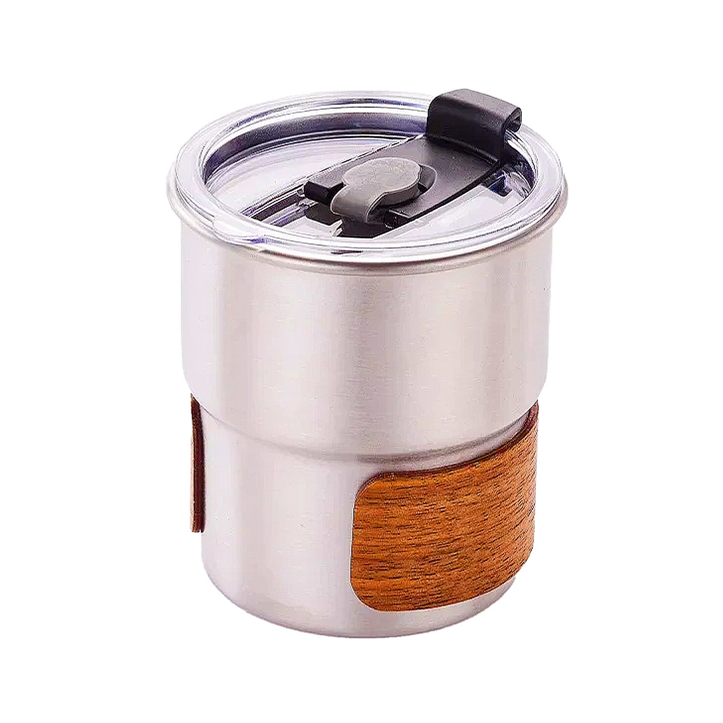 gourde tasse inox argentée