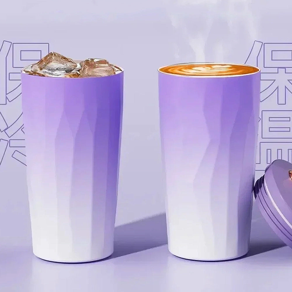 gourde tasse isotherme avec paille inox