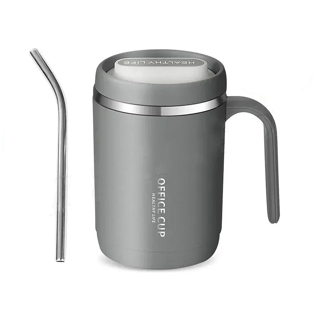 gourde tasse isotherme en inox avec paille