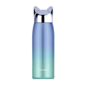 gourde tête de chat bleu et vert