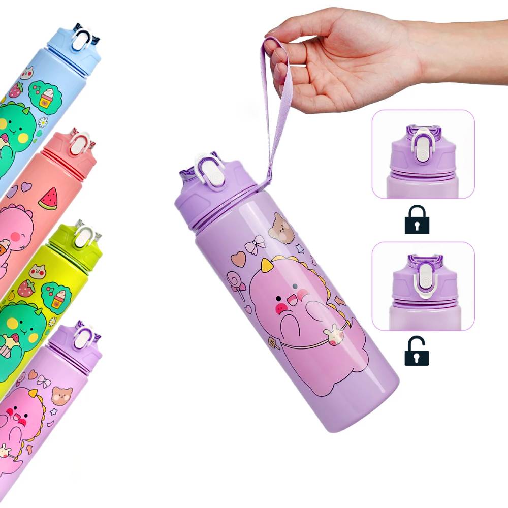 gourde violette kawaii avec système de verrouillage