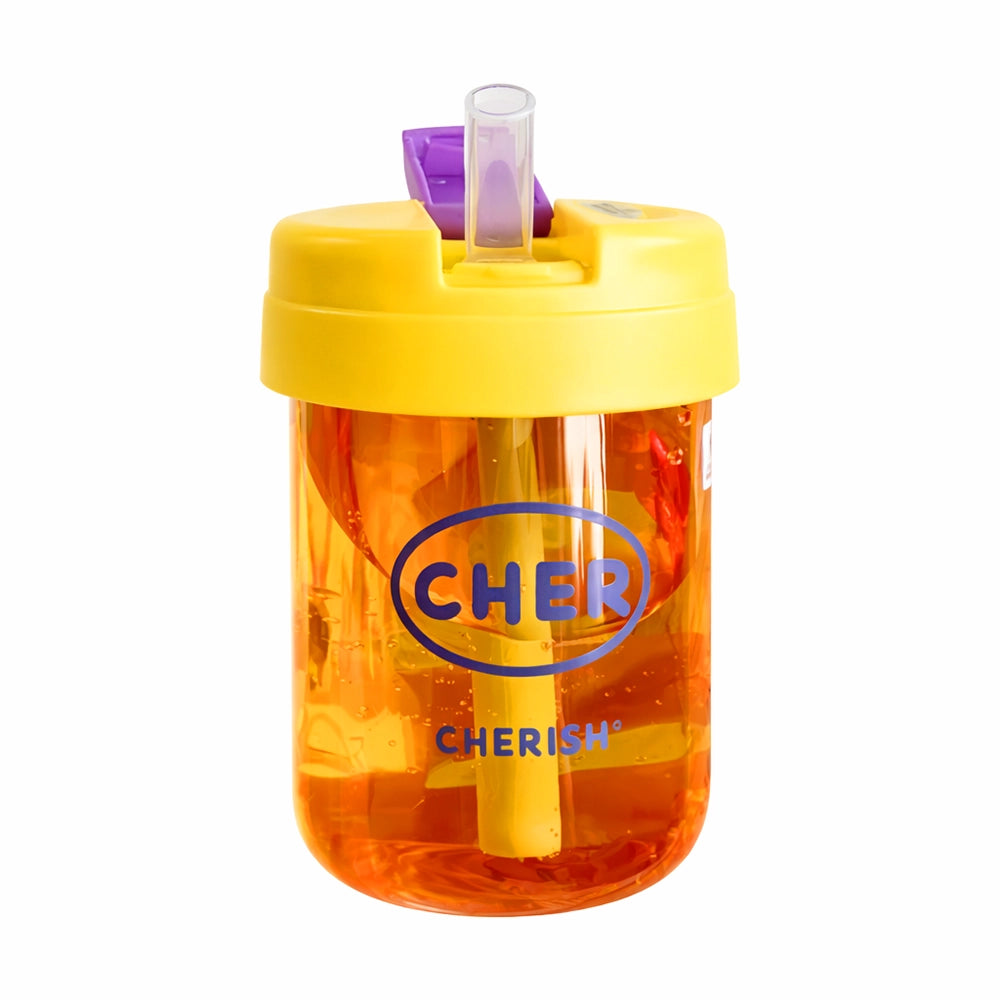 mini gourde jaune et violette avec paille