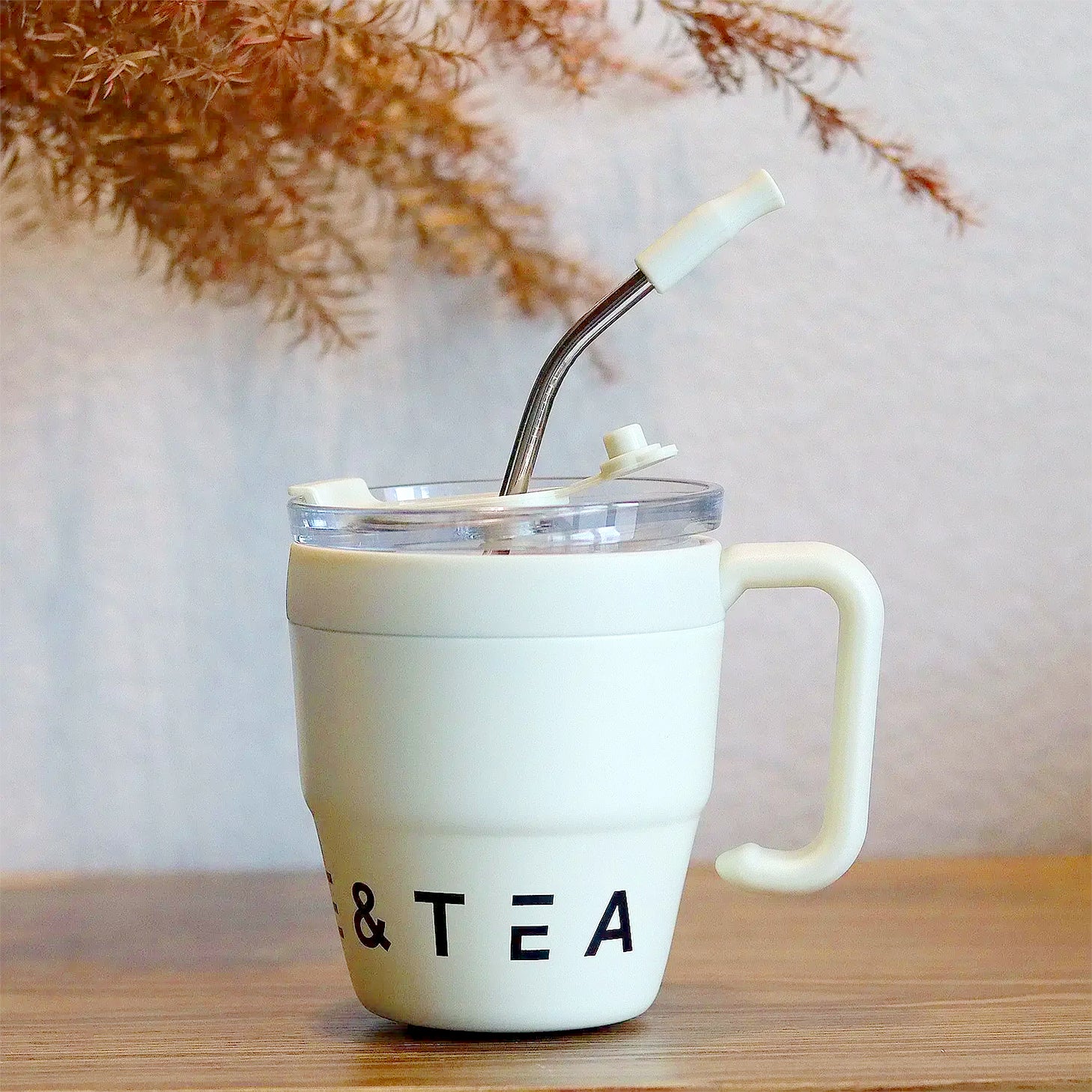 mug avec paille isotherme blanc
